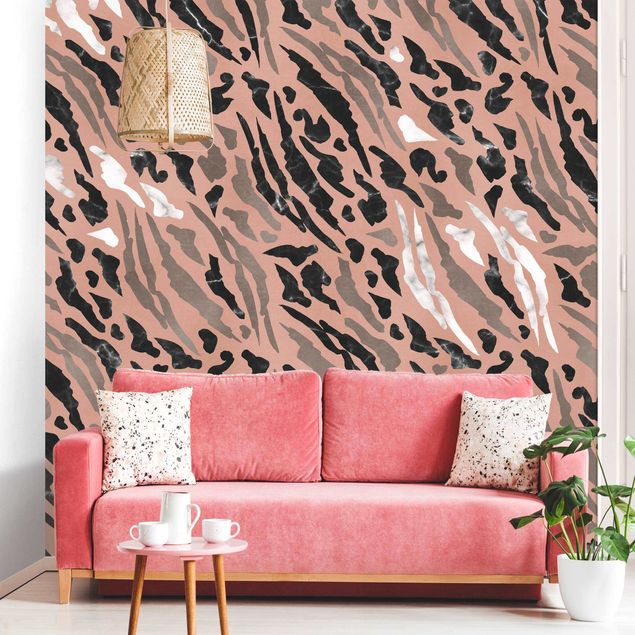 Papel de parede tigres Tiger Stripes In Marble And Gold