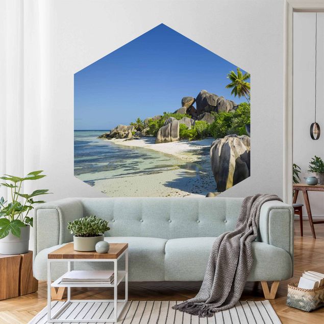 papel de parede moderno para sala Dream Beach Seychelles