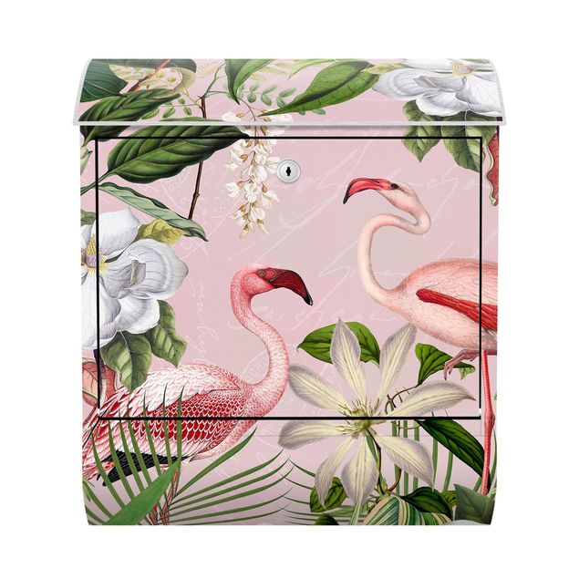 Caixas de correio flores Tropical Flamingos With Plants In Pink