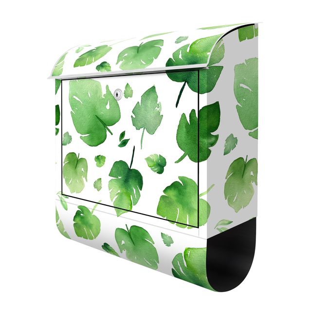 caixas de correio Tropical Green Watercolour Leaves