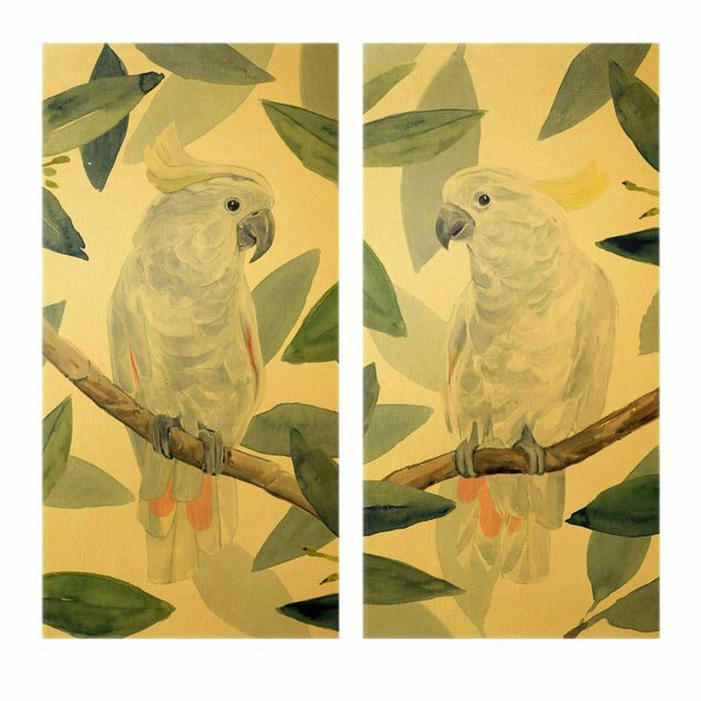quadros decorativos verde Tropical Cockatoo Set