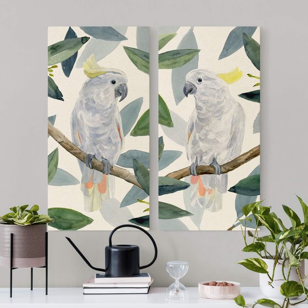 quadros de flores Tropical Cockatoo Set