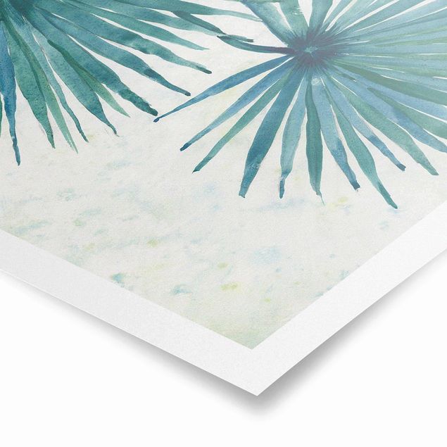 quadros azuis Tropicl Palm Leaves Close-up