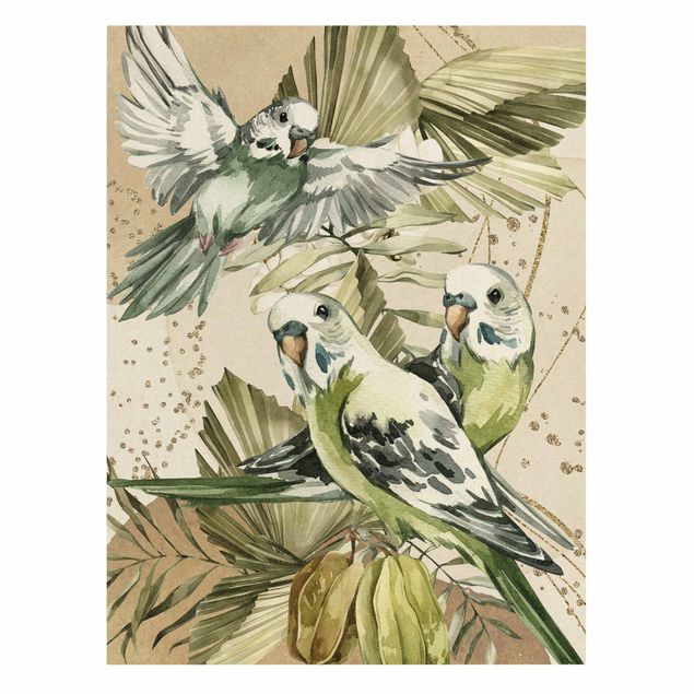 Quadros verdes Tropical Birds - Green Budgerigar