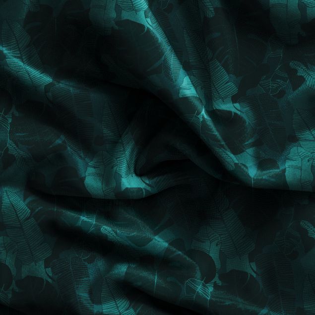 cortina sob medida Tropical Leaf Mix - Dark Jade Green