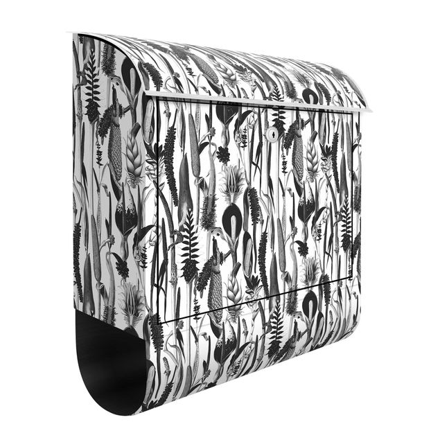 Caixas de correio flores Tropical Luxury Pattern Black And White