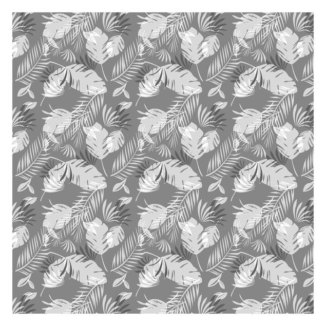 Mural de parede Tropical Outlines Pattern In Grey