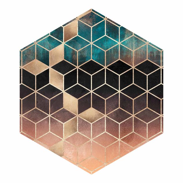 Quadros de Elisabeth Fredriksson Turquoise Rosé Golden Geometry