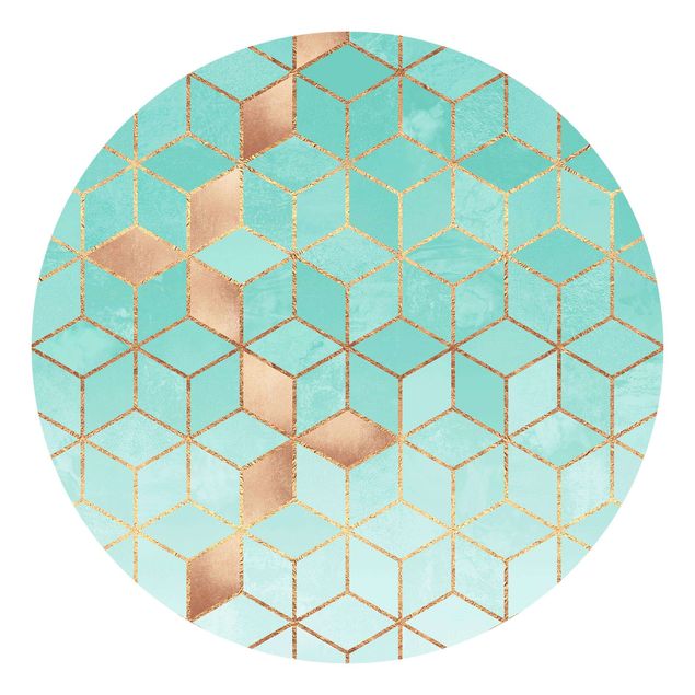 Papel de parede padrões Turquoise White Golden Geometry