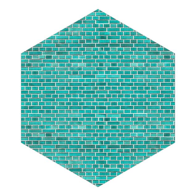 papel de parede com azul turquesa Turquoise Brick Wall
