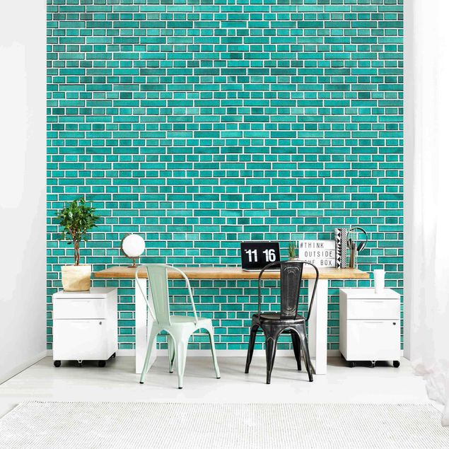 decoraçao cozinha Turquoise Brick Wall