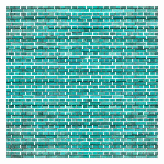 papel de parede com azul turquesa Turquoise Brick Wall