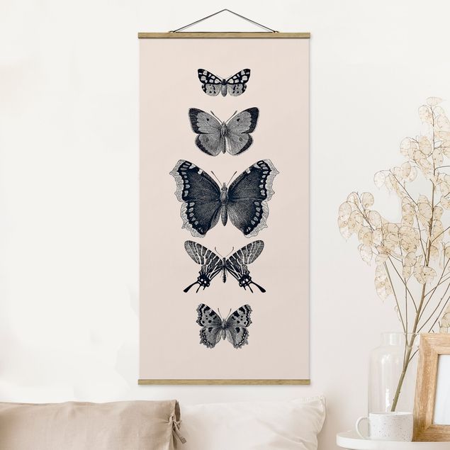 decoraçoes cozinha Ink Butterflies On Beige Backdrop