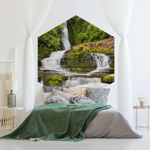 papel de parede para quarto de casal moderno Upper Mclean Falls In New Zealand