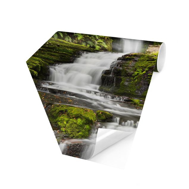 Papel de parede hexagonal Upper Mclean Falls In New Zealand
