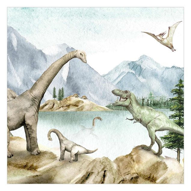 mural para parede Prehistoric oasis of dinosaurs