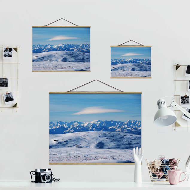quadros azuis Snowy Mountain Landscape