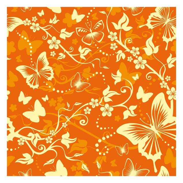 Papel de parede laranja Enchanting Butterflies