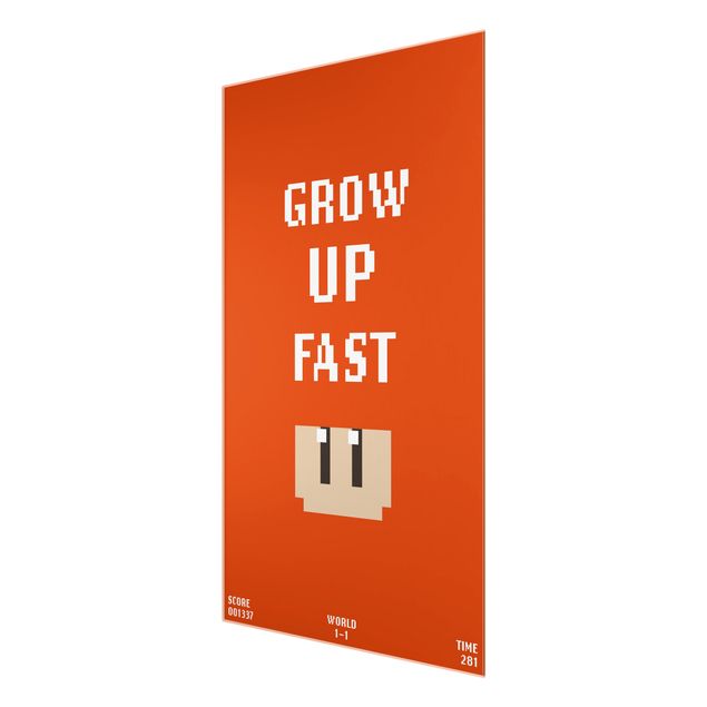 quadro em vidro Video Game Grow Up Fast In Red
