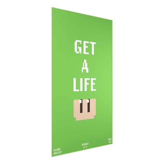 quadros decorativos verde Video Game Text Get A Life In Green