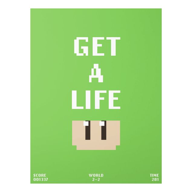 decoração quadros Video Game Text Get A Life In Green