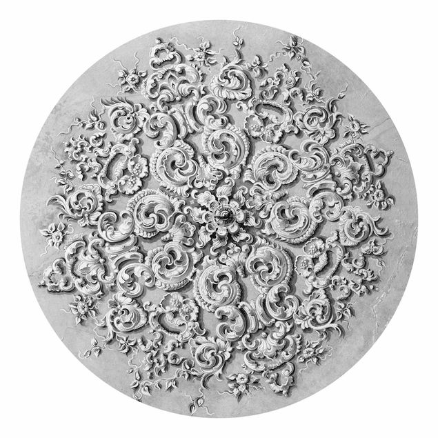 Papel de parede padrões Victorian Ornamentation With Patina In Black And White