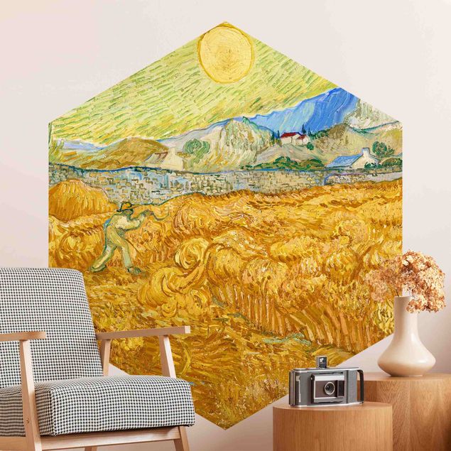Quadros movimento artístico Impressionismo Vincent Van Gogh - Wheatfield With Reaper