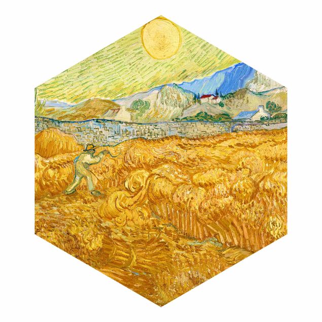 papel de parede moderno Vincent Van Gogh - Wheatfield With Reaper