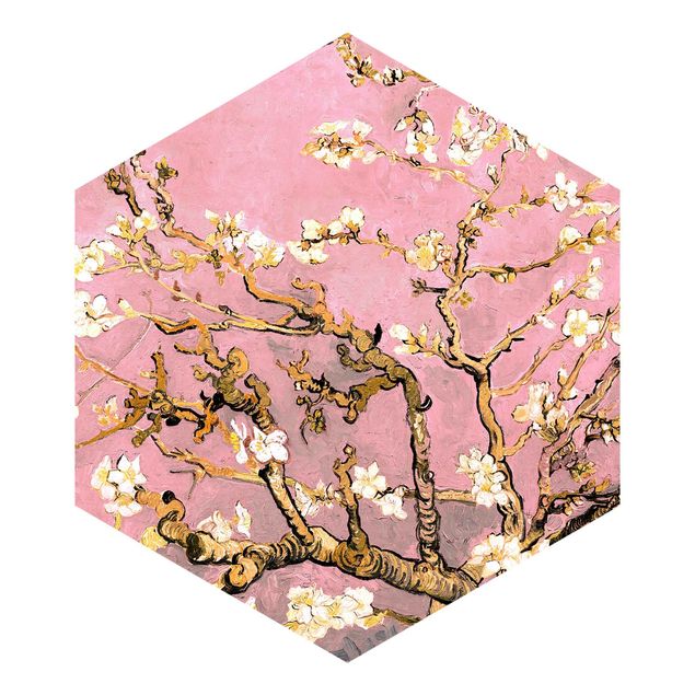 papel de parede moderno para sala Vincent Van Gogh - Almond Blossom In Antique Pink