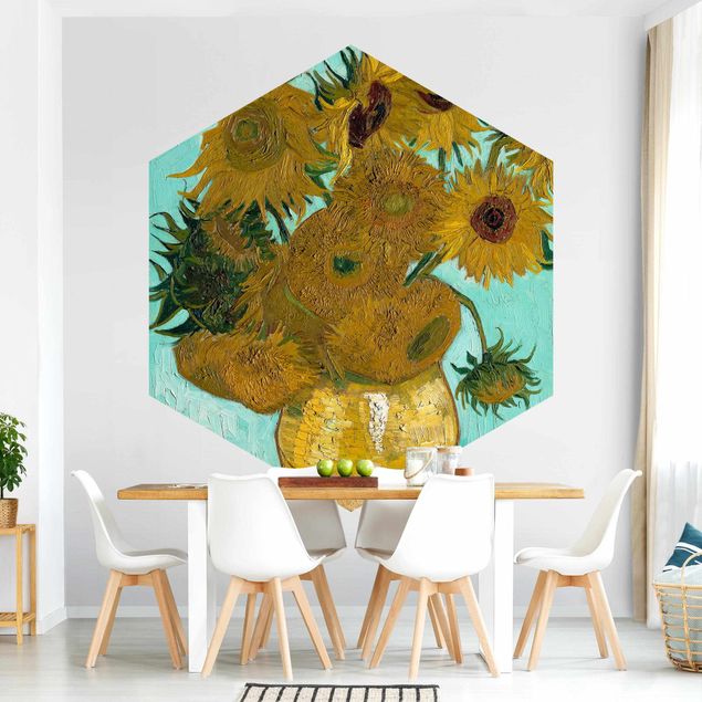 Papel de parede girassóis Vincent Van Gogh - Vase With Sunflowers