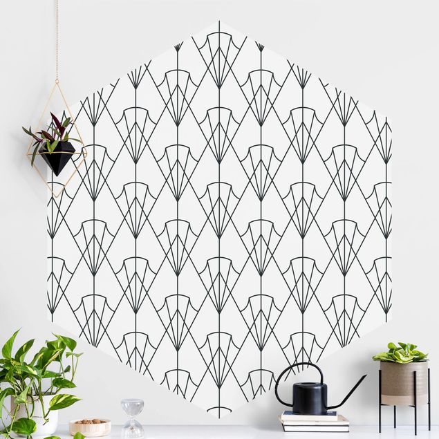 Papel de parede geométrico Vintage Art Deco Pattern Arrows XXL Black