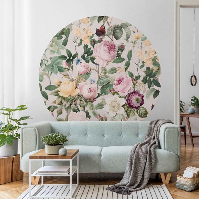 Papel de parede rosas Vintage Flowers Illustration XXL