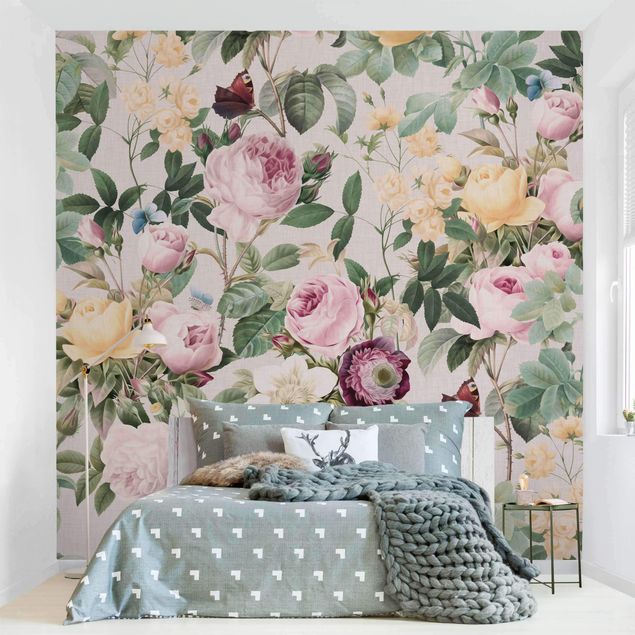 papel de parede moderno para sala Vintage Flowers Illustration XXL