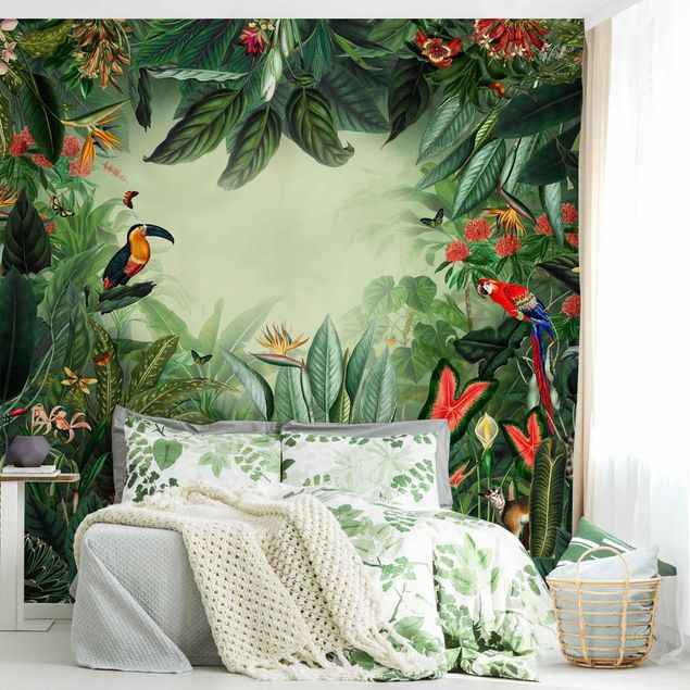 Papel de parede borboletas Vintage Colorful Jungle