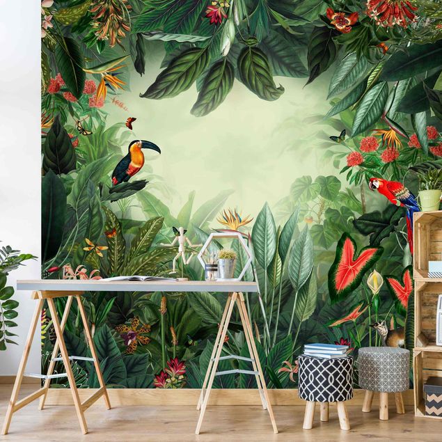 Papel de parede vintage Vintage Colorful Jungle