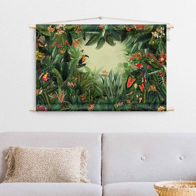 Tapeçaria de parede floresta Vintage Colorful Jungle
