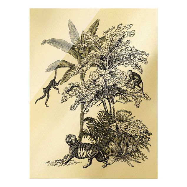 quadro com flores Vintage Illustration - Climbing Monkeys