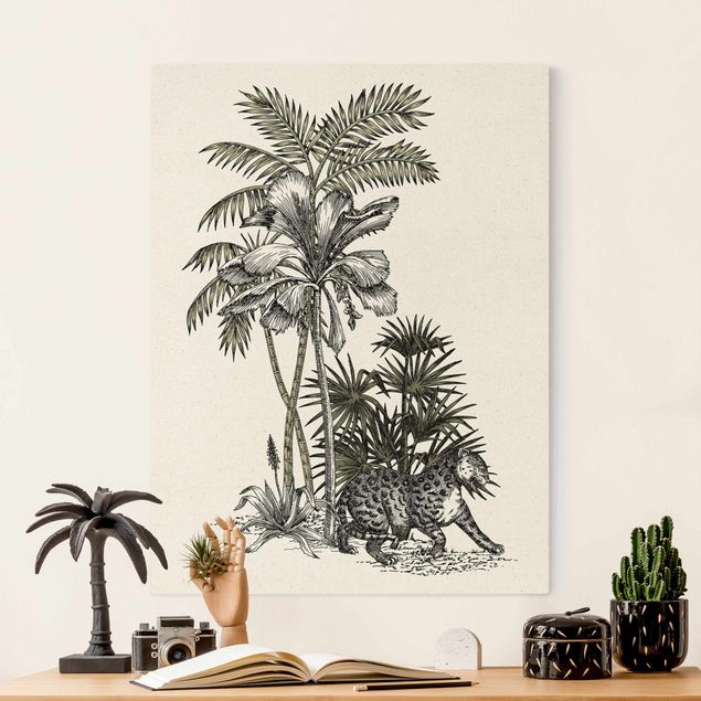 decoraçoes cozinha Vintage Illustration - Tiger And Palm Trees