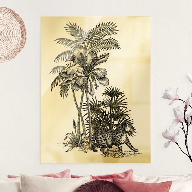 decoraçao cozinha Vintage Illustration - Tiger And Palm Trees