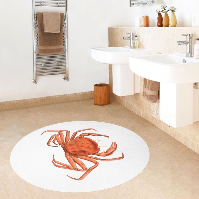 tapete para sala moderno Vintage Illustration Red Crab