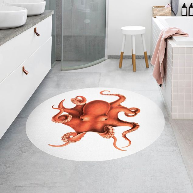 Tapete vermelho Vintage Illustration Red Octopus