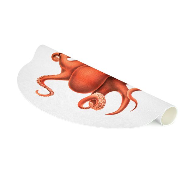 Tapetes naturais Vintage Illustration Red Octopus