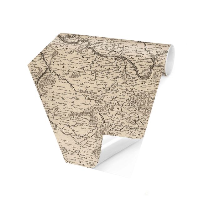 papel parede bege Vintage Map France