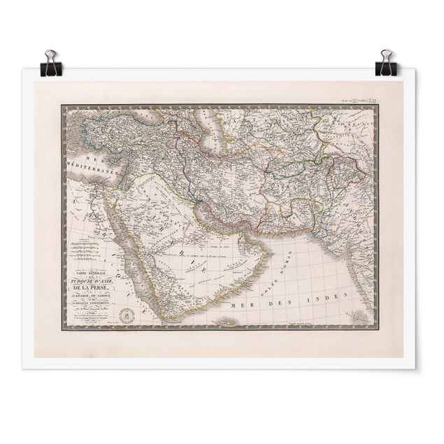 Posters vintage Vintage Map In The Middle East