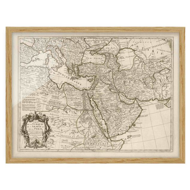 Quadros com moldura vintage Vintage Map The Middle East