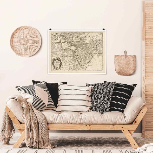 Mapa mundi poster Vintage Map The Middle East