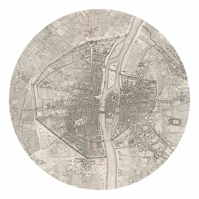 papel parede bege Vintage Map Paris