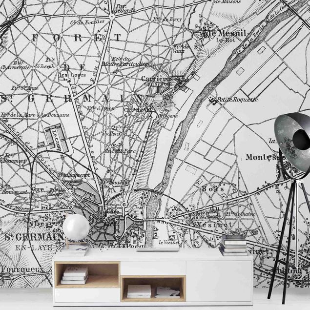 decoraçao para parede de cozinha Vintage Map St Germain Paris