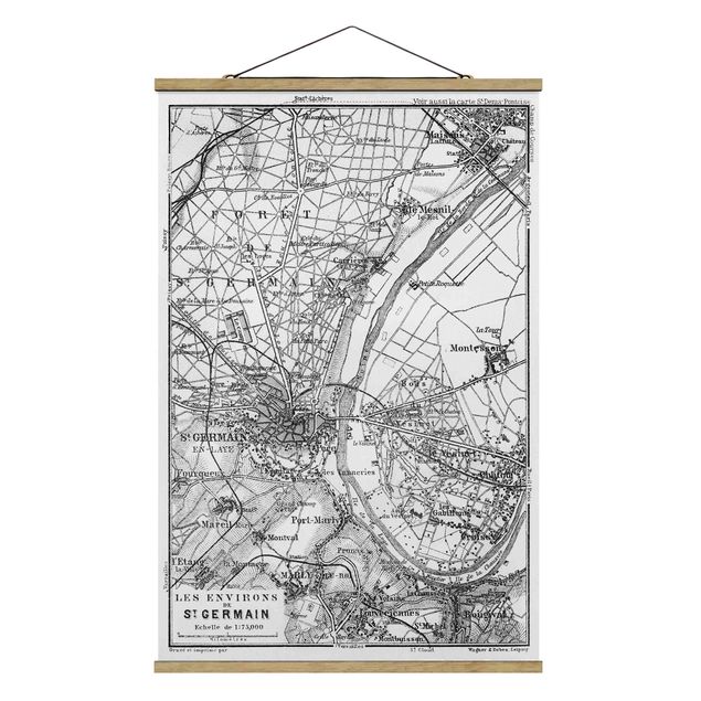 Quadros famosos Vintage Map St Germain Paris