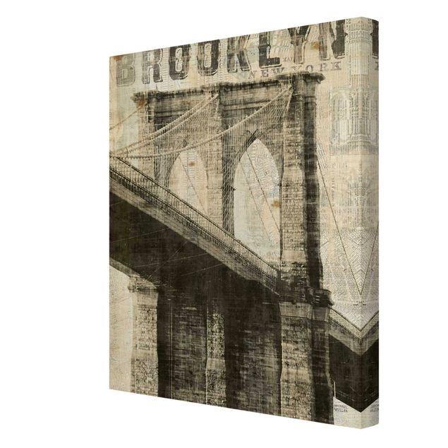 quadros para parede Vintage NY Brooklyn Bridge